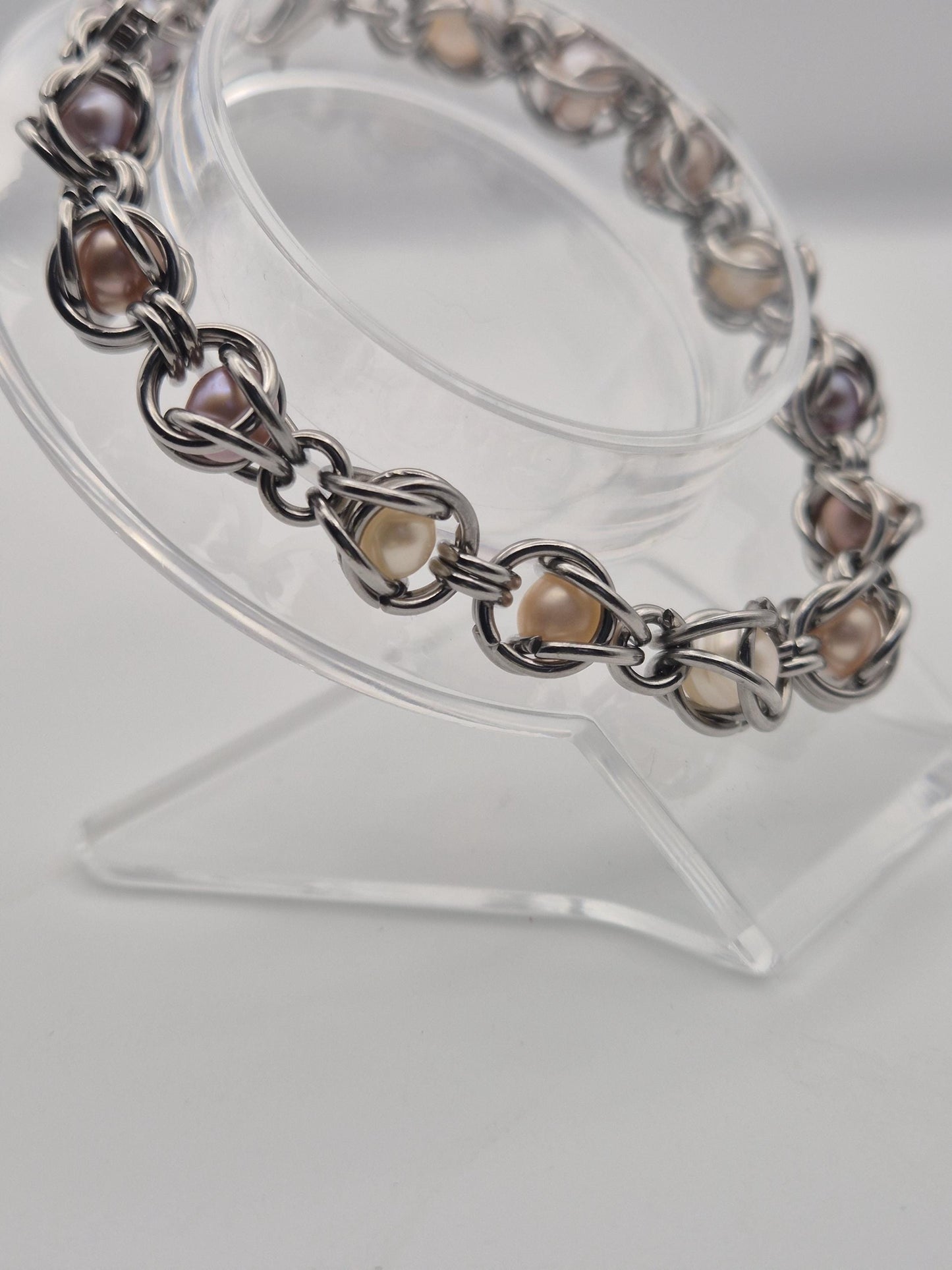 Pearl Encased Chainmaille Bracelet