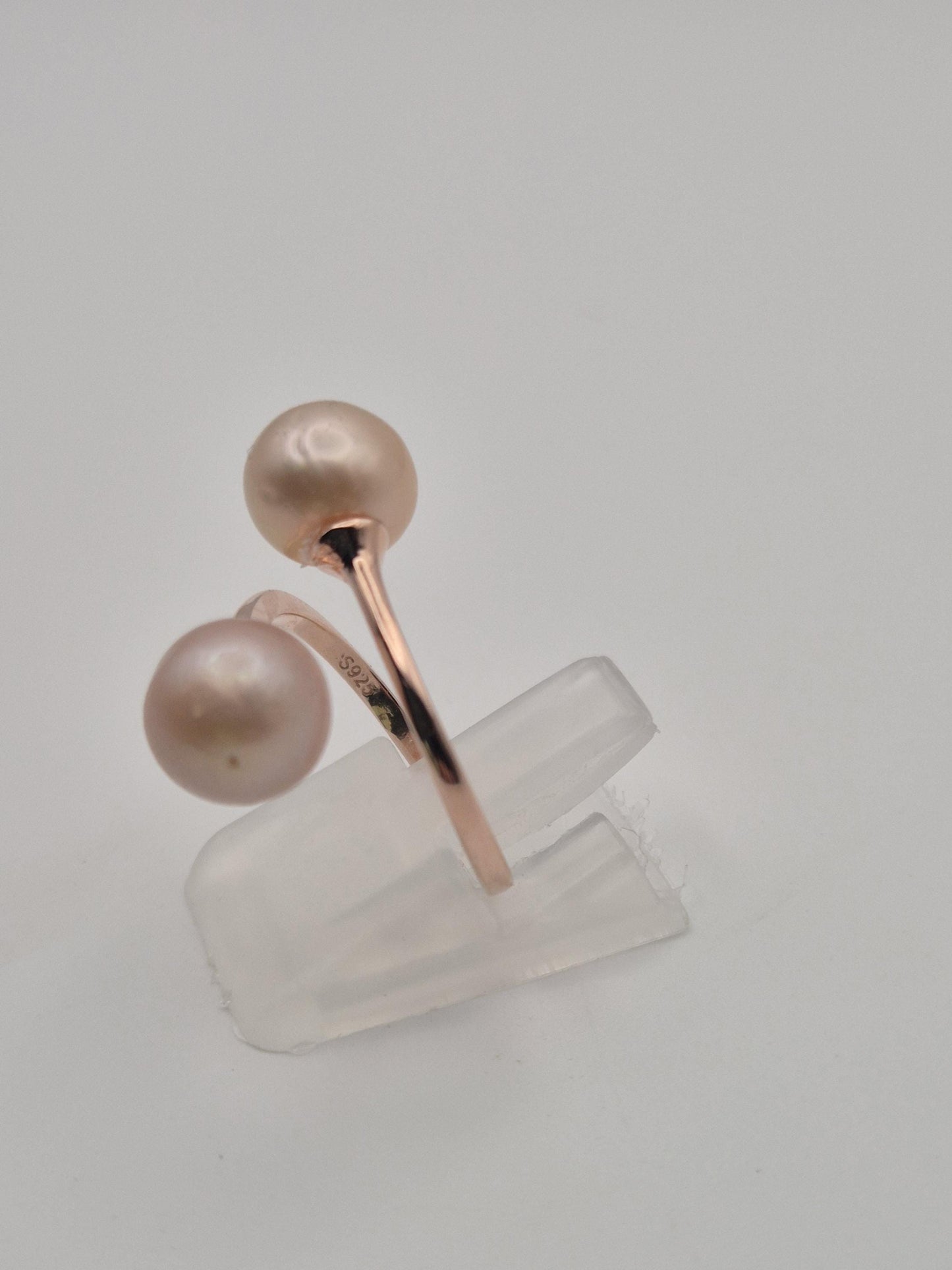 Simple Rose Gold Double Pearl Ring