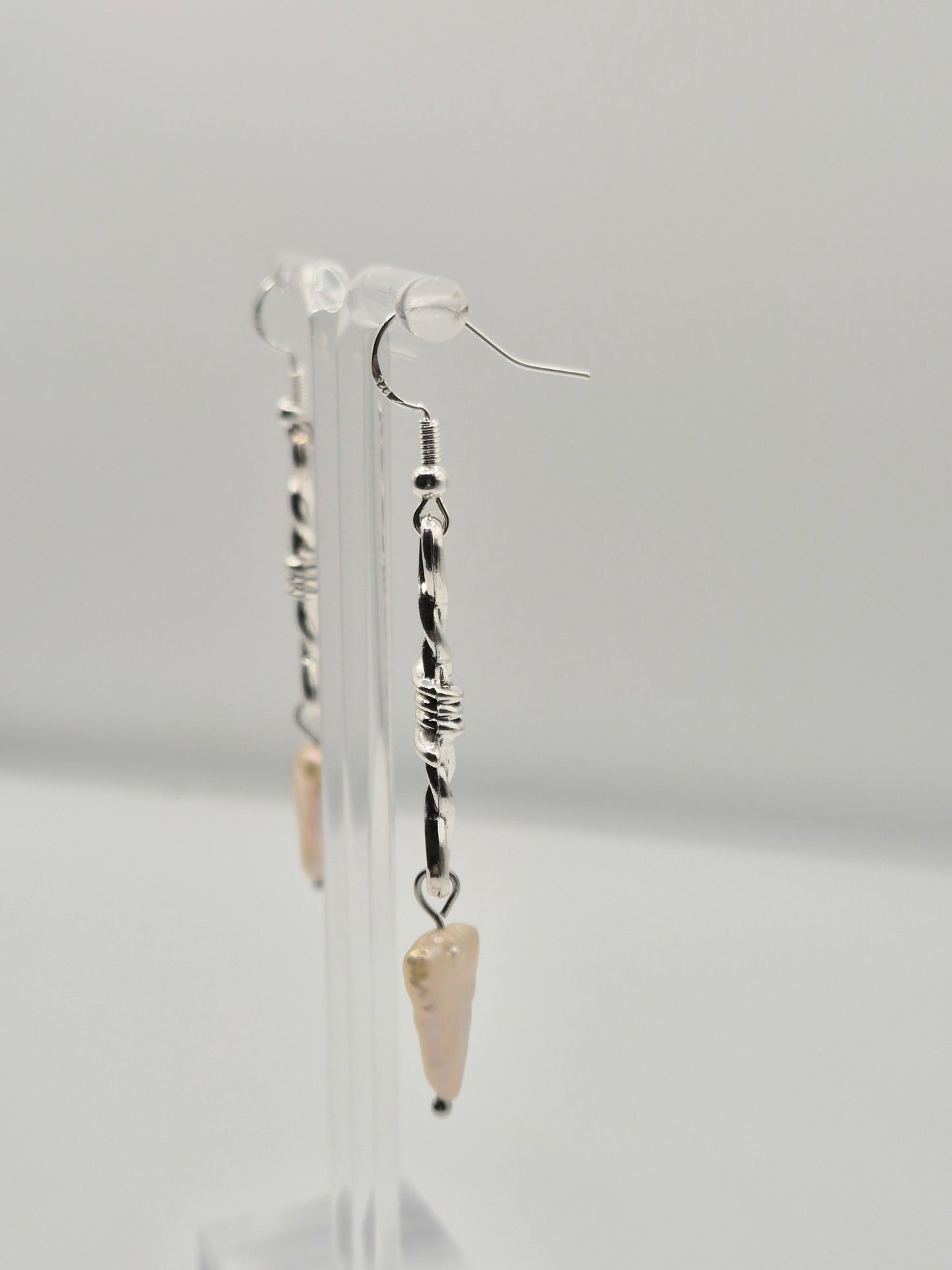 Barbed Wire Earrings with Arrow Head Pearls