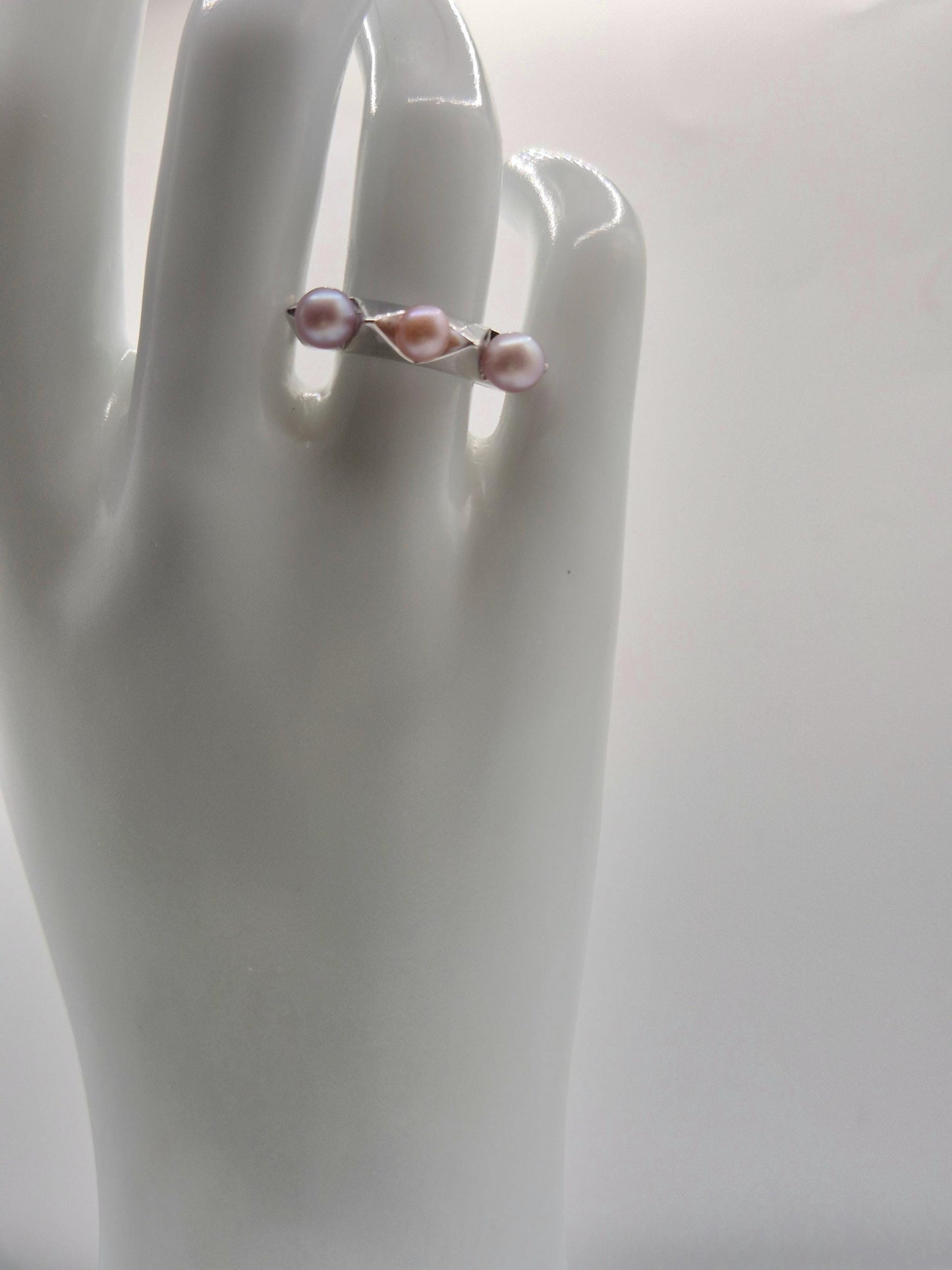 Industrial Spike Triple Pearl Ring
