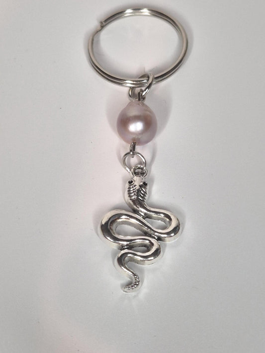 Snake And Pearl Keychain
