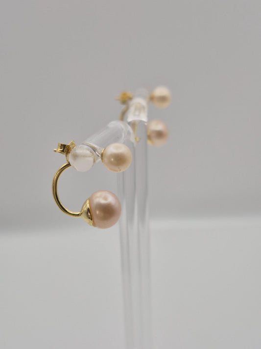 Gold Double Pearl Ear Studs - Multiple Wear