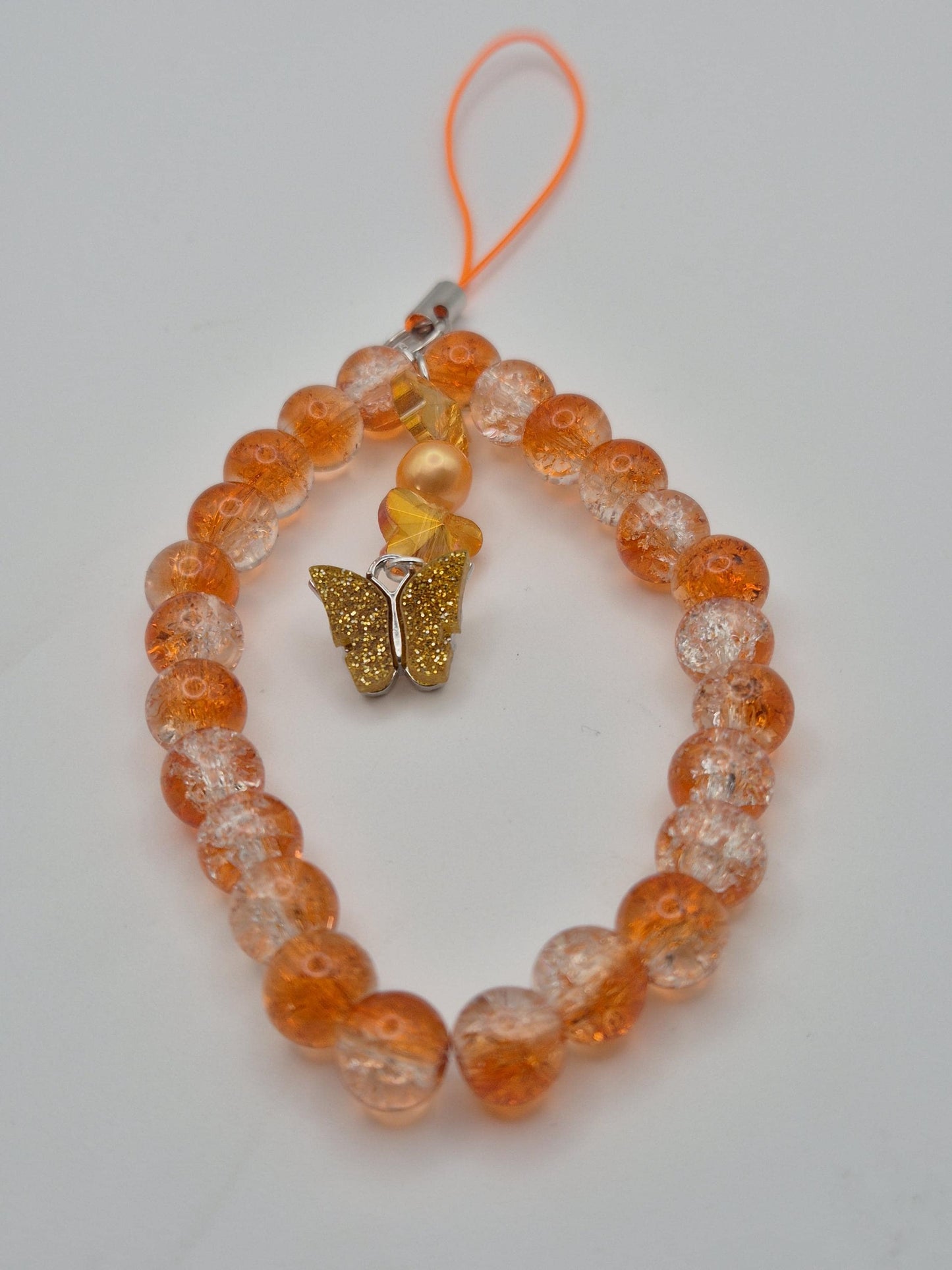 Fiery Orange Pearl & Bead Phone Charm