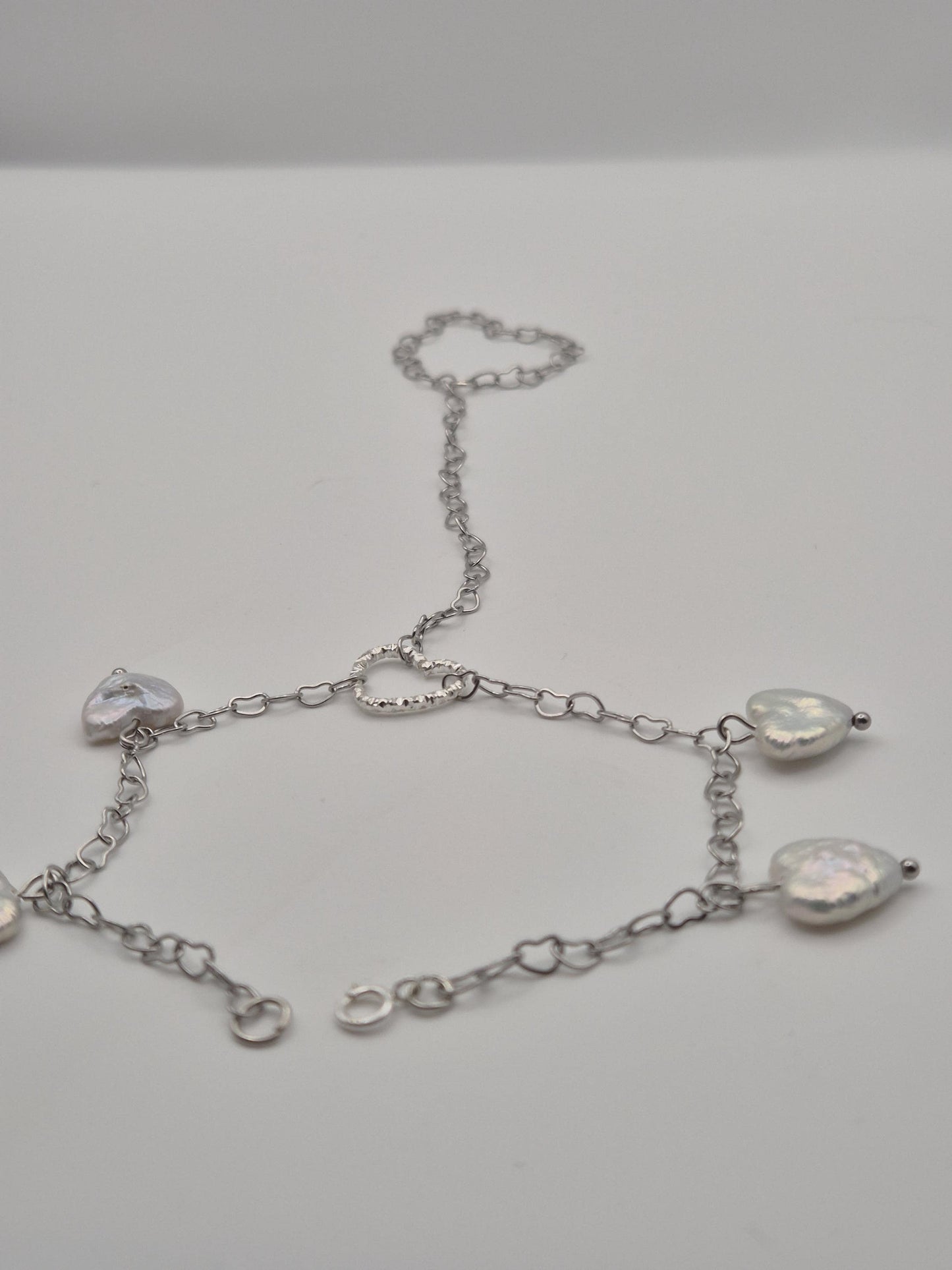 Forever Heart Pearl Hand & Ring Chain Bracelet