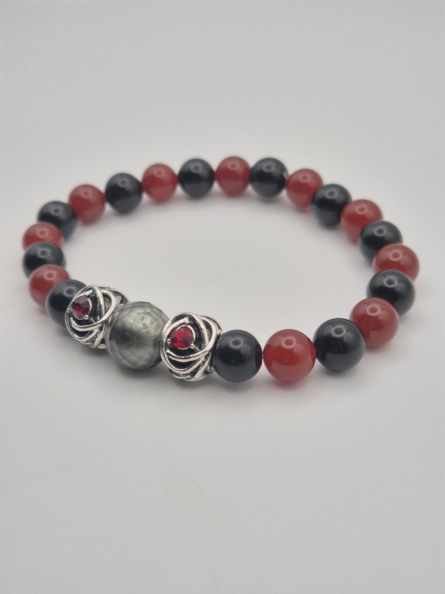 Blood moon Gemstone & Black Tahitian Bracelet