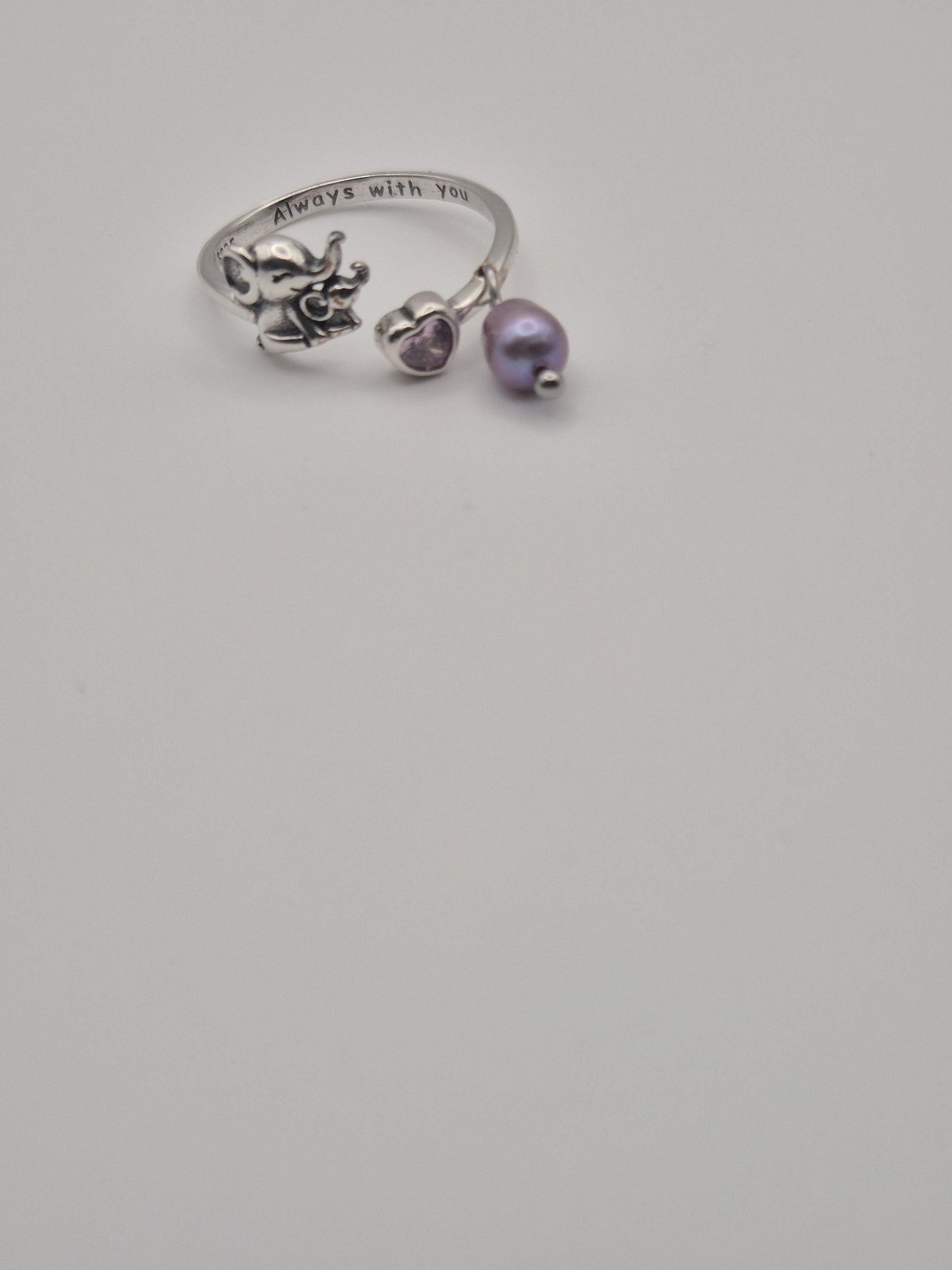 Mama & Baby Elephant Pearl Ring