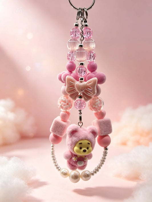 Pink Winnie the Pooh Pearl Bag Charm
