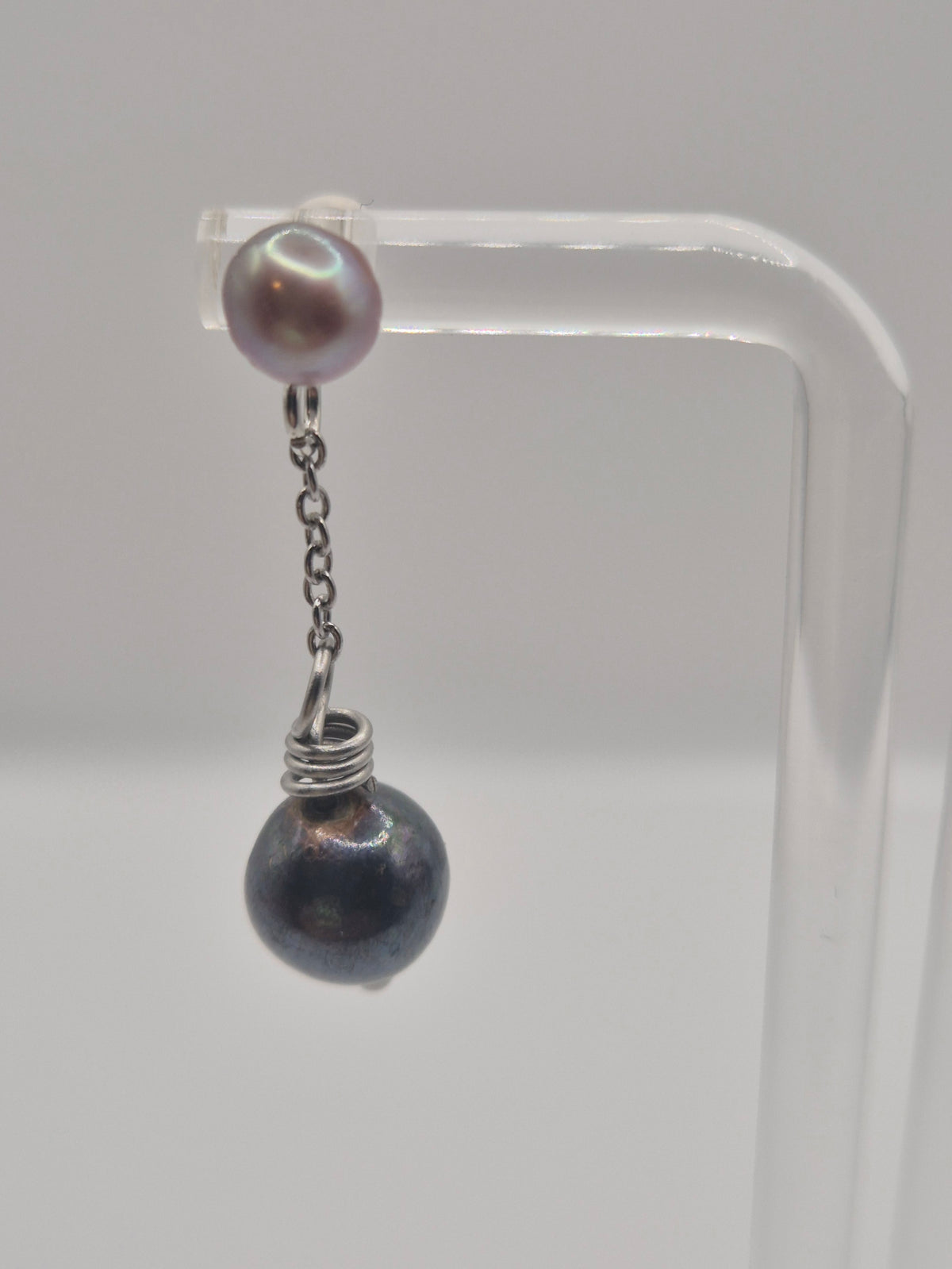 Midnight Mist Pearl Drop Earrings