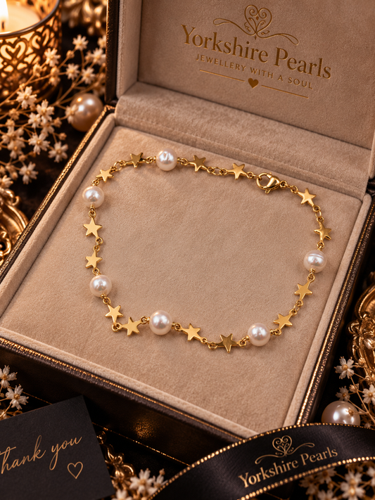 Golden Star & Pearl Anklet