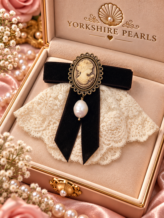Brown Cameo Pearl Brooch
