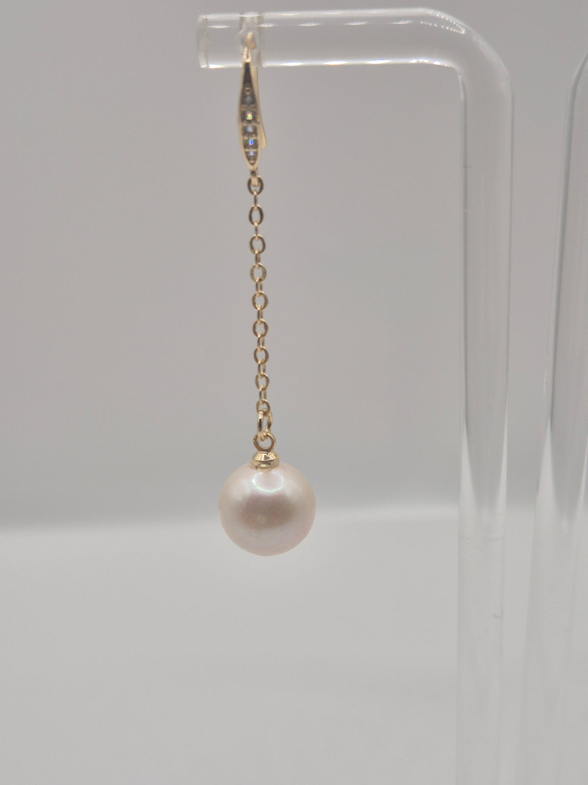 White Edison Drop Golden Earrings