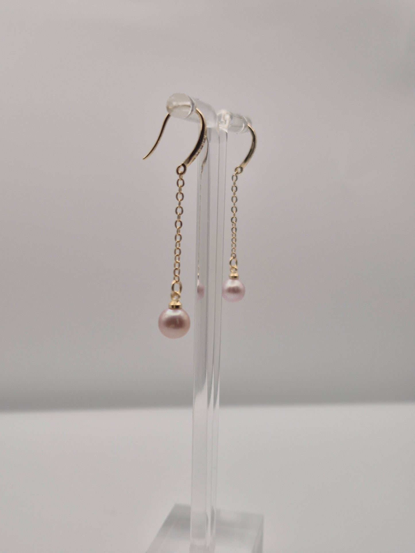 Golden Lavender Pearl Drop Earrings — Genuine Freshwater Pearls