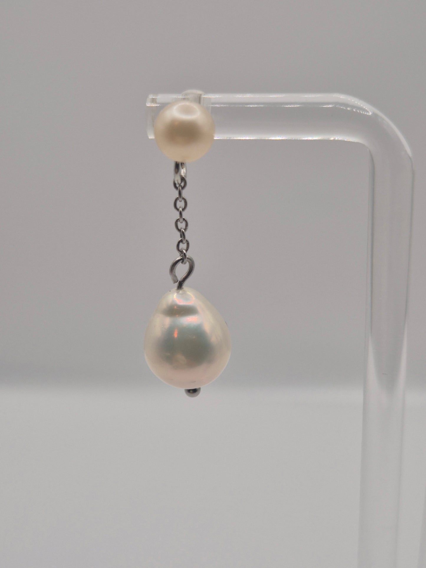 Pearl Studs with Baroque Drop Earrings