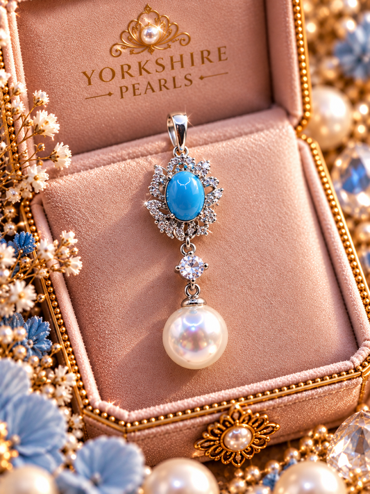 Turquoise Flower Pearl Pendant