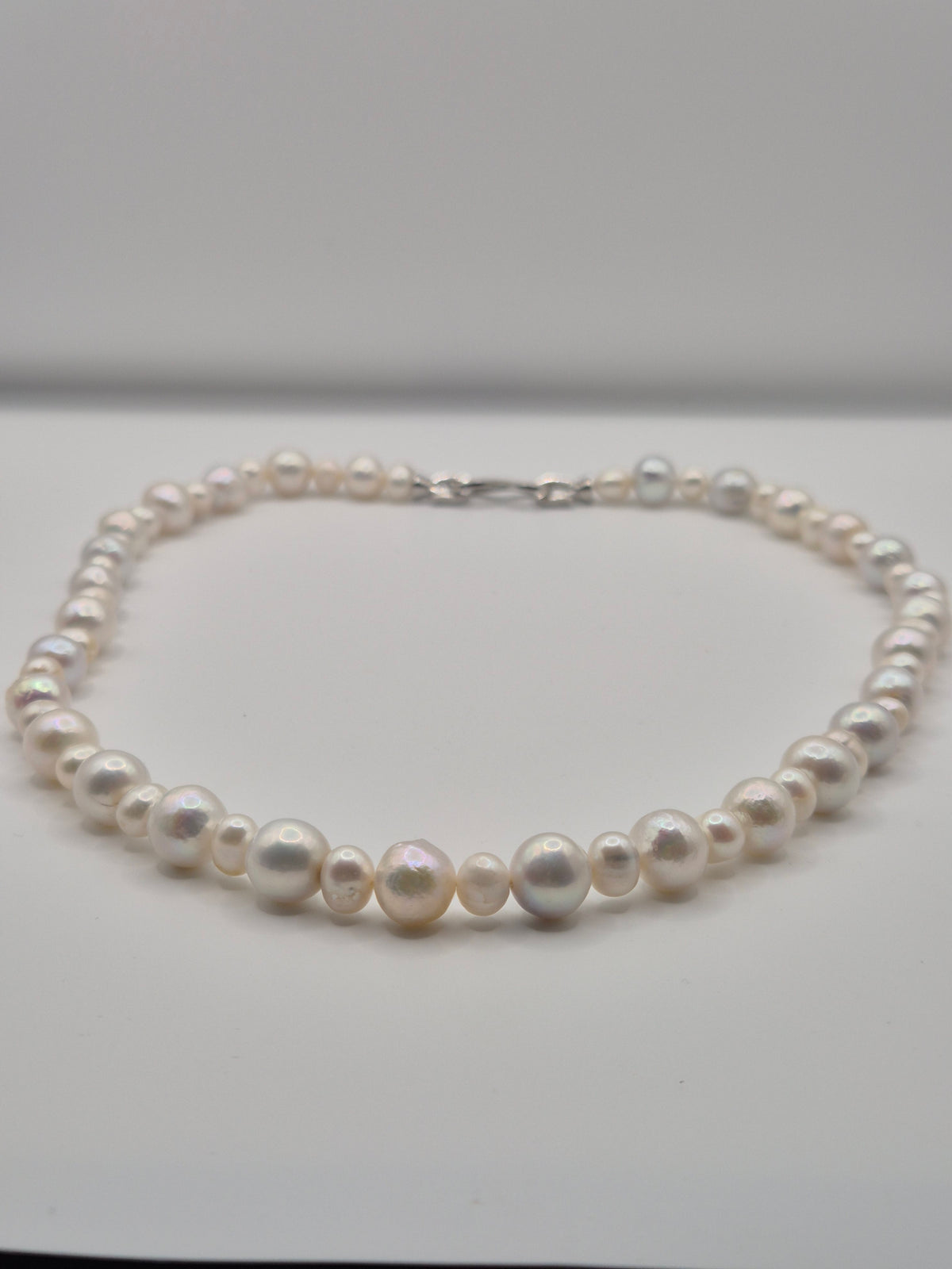 Classic Pearl Necklace & Bracelet Set with Sterling Silver Infinity Clasp