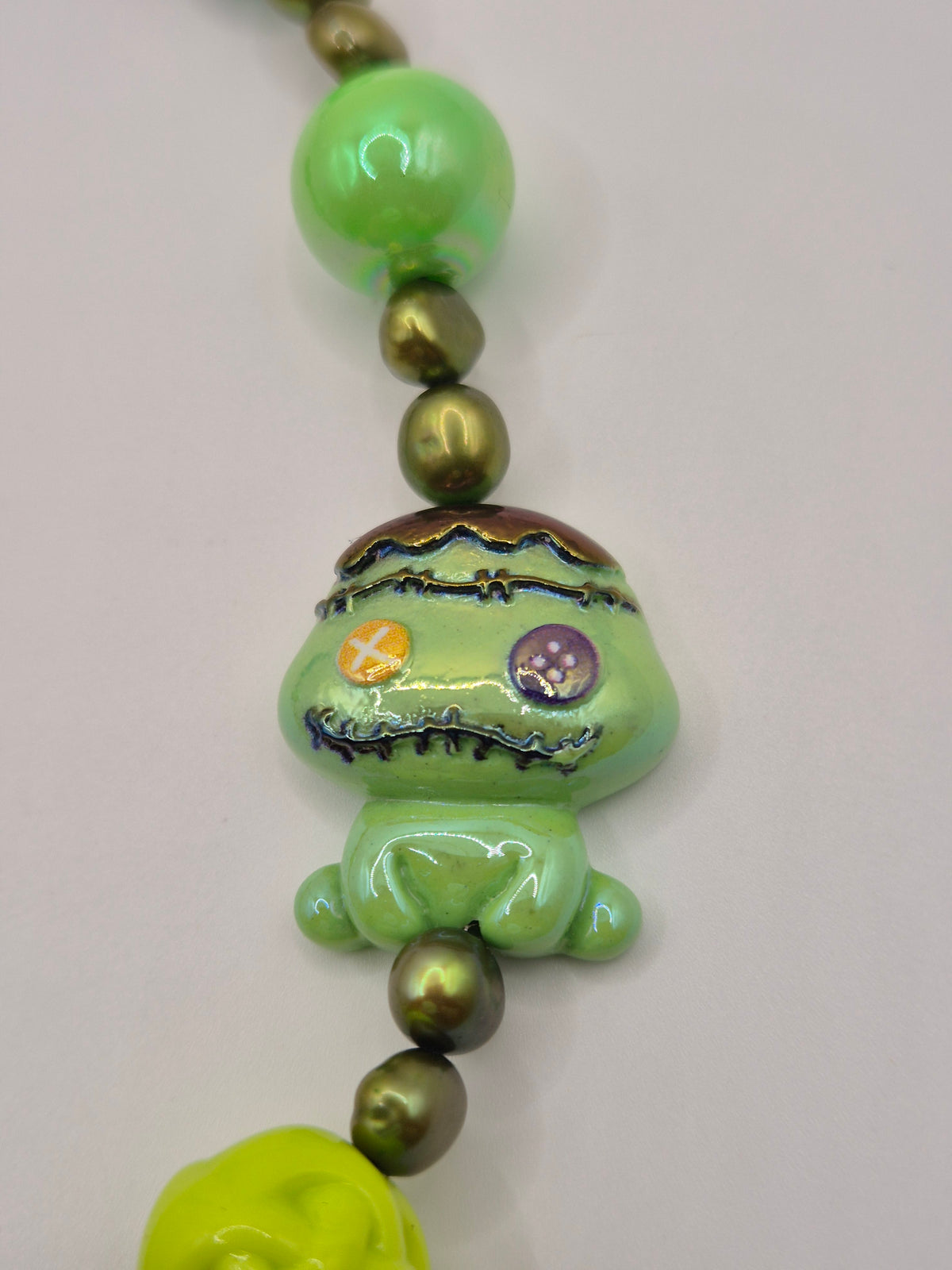 Green Zombie Pearl Phone Charm