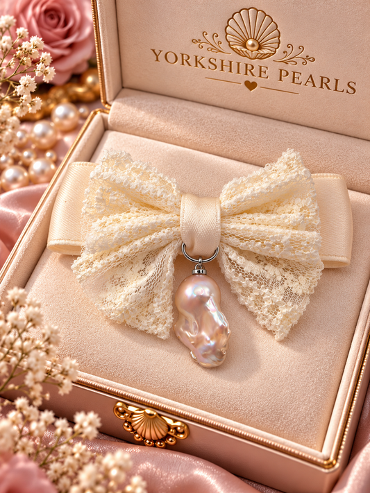 Lace & King Pearl Hair Bow