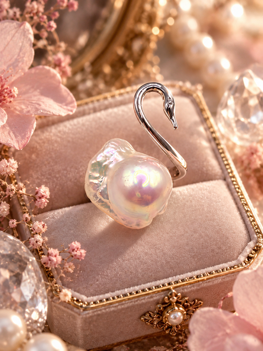 Elegant Swan Baroque Pearl Ring