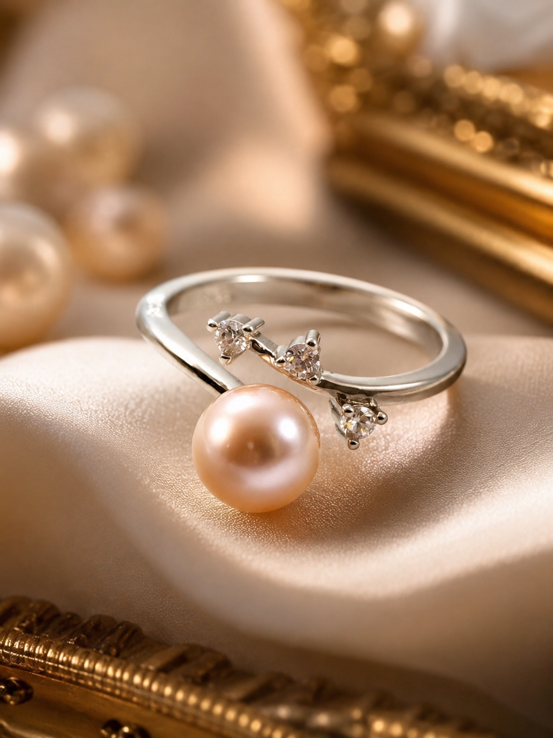 Orion's Belt Sterling Silver Pearl Ring