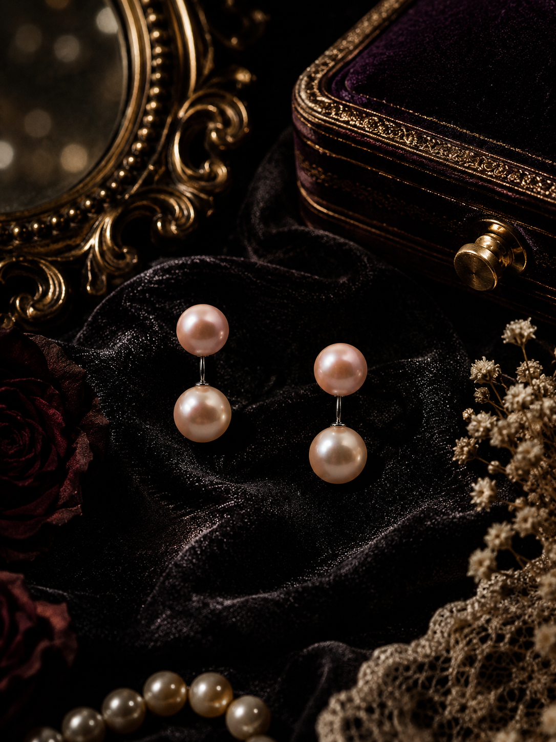Elegant Convertible Pearl Stud Earrings in Sterling Silver