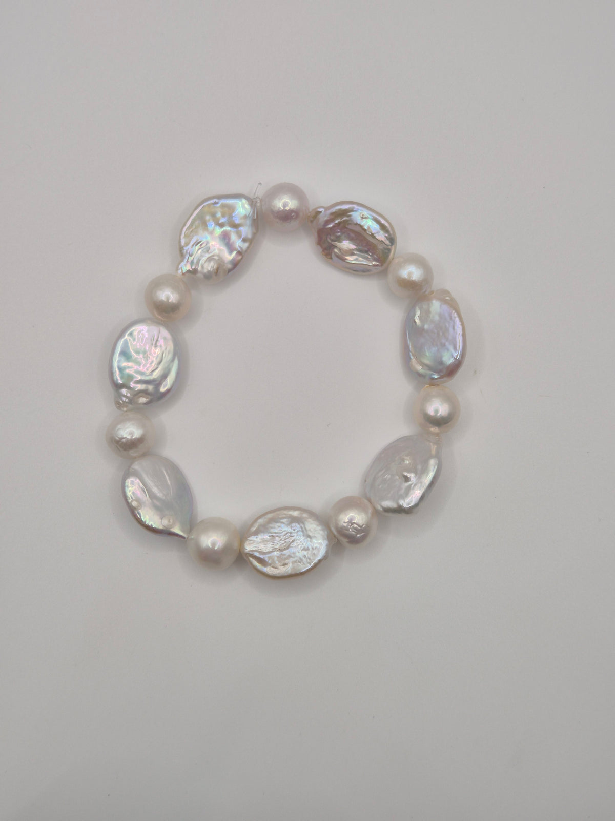 Pearlescent Oval Multiple Pearl Stretch Bracelet