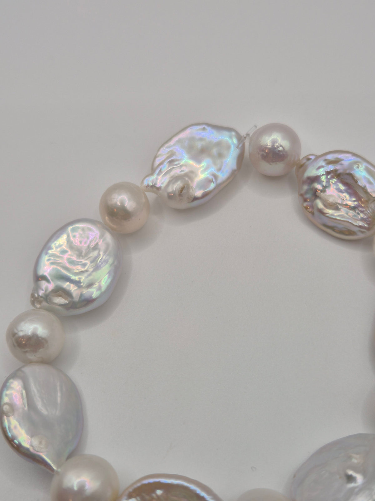 Pearlescent Oval Multiple Pearl Stretch Bracelet