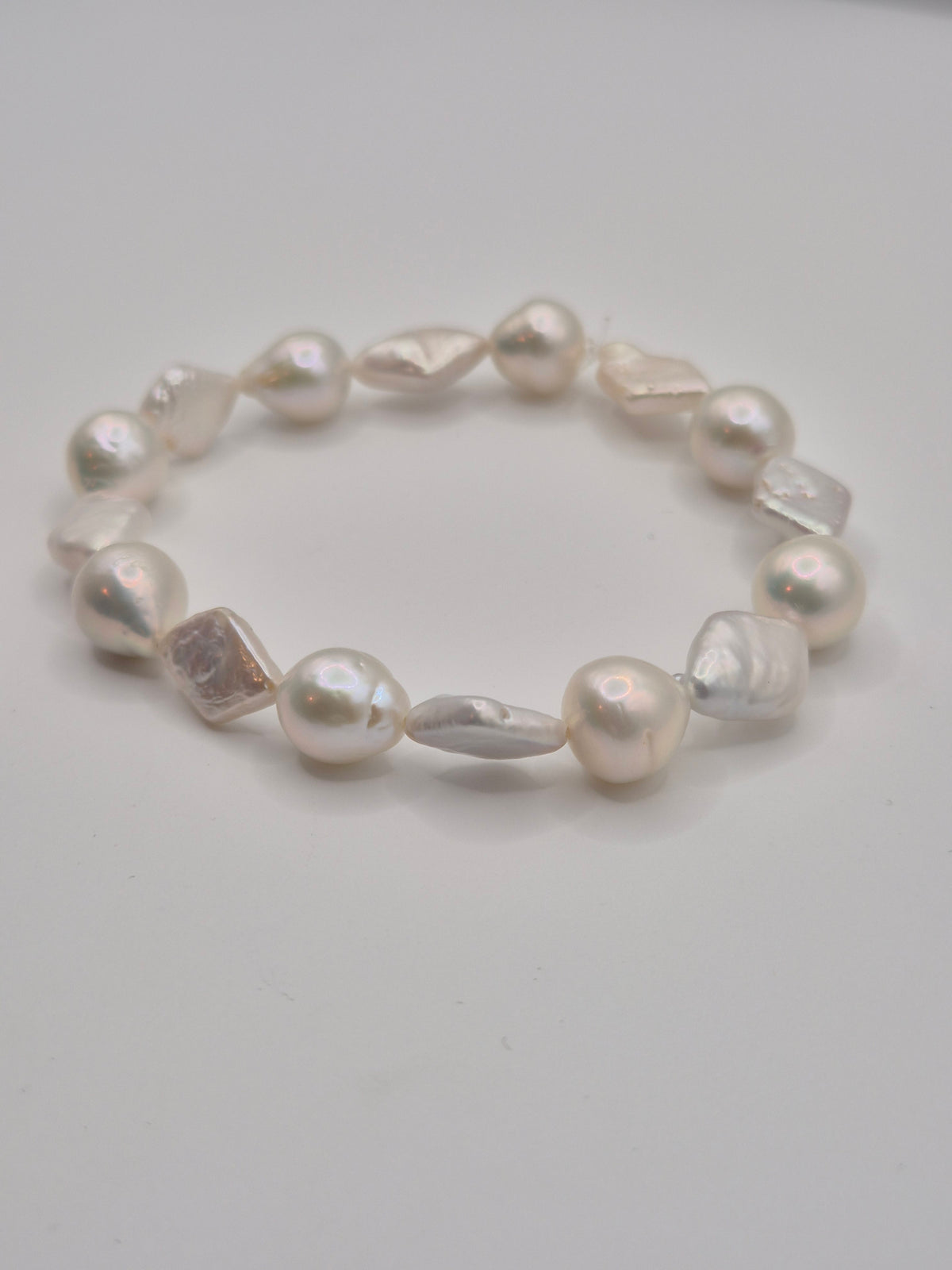 Delicate Diamond Multiple Pearl Stretch Bracelet