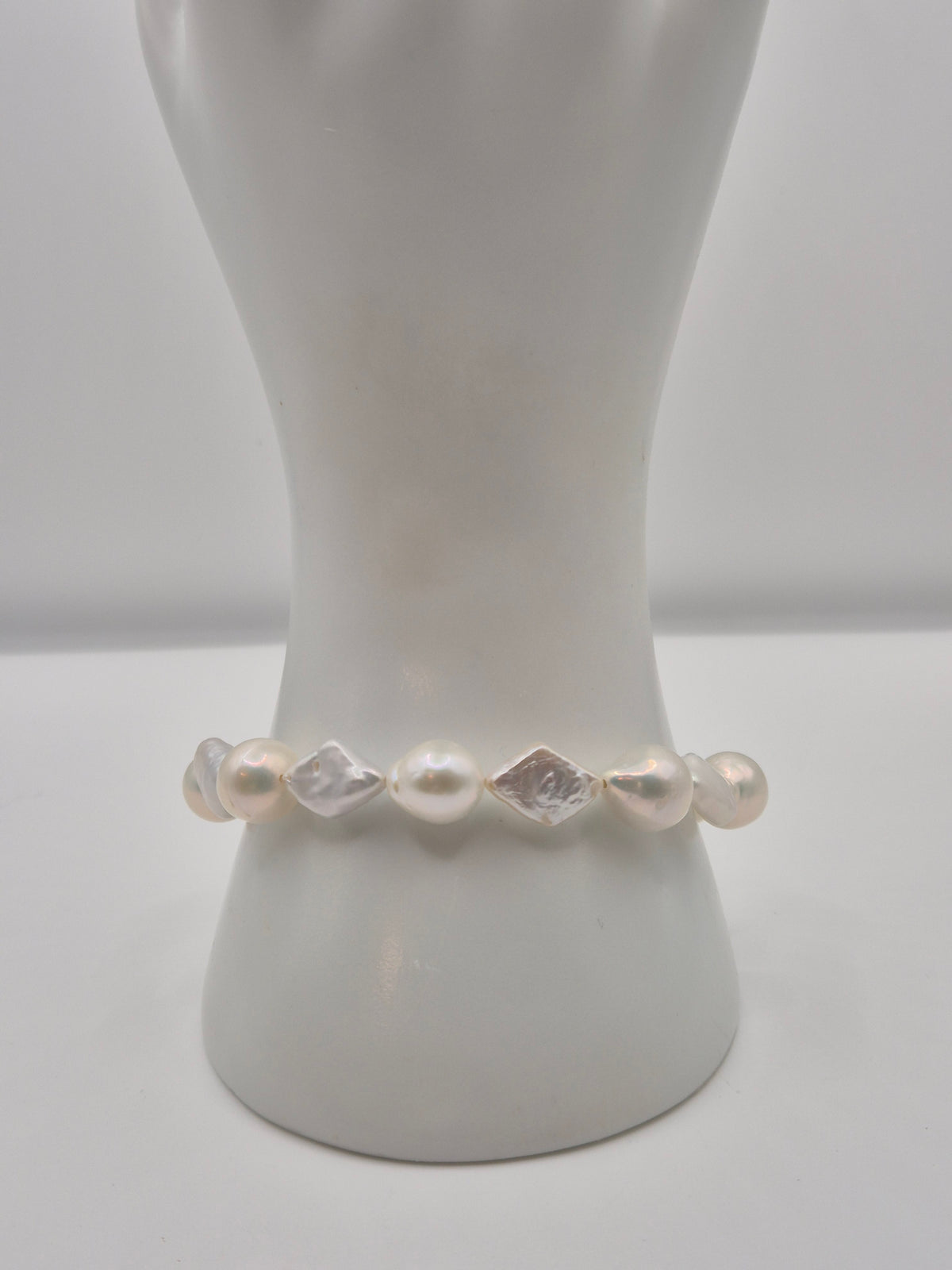Delicate Diamond Multiple Pearl Stretch Bracelet
