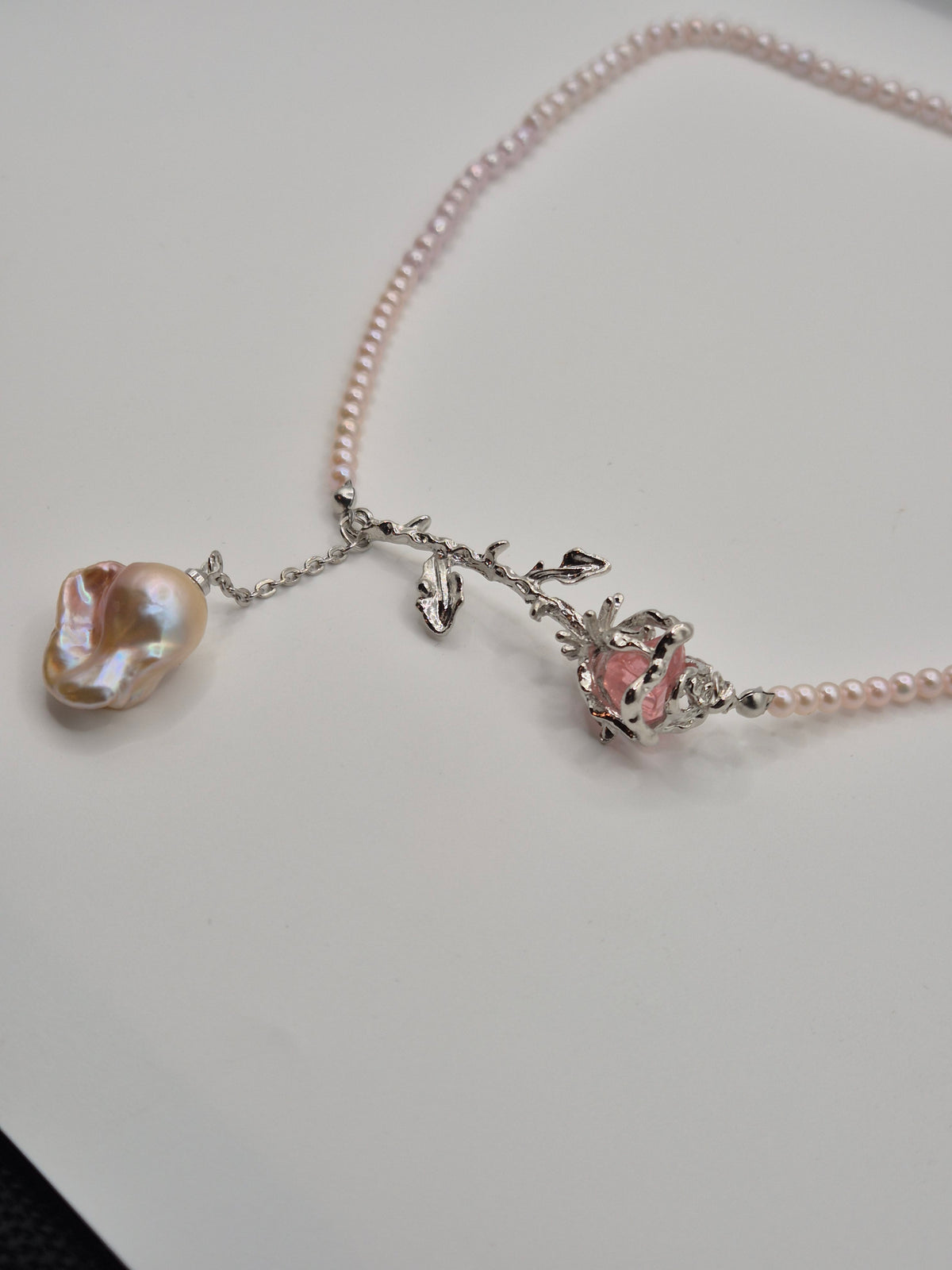 Romantic Rose Pink Blush Pearl Necklace