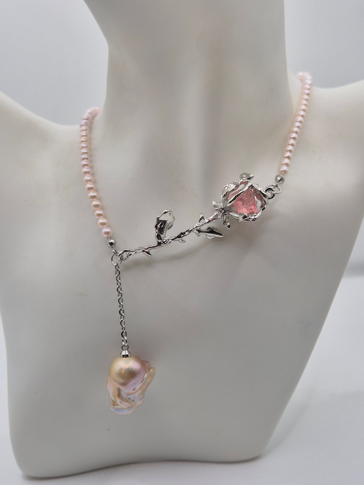 Romantic Rose Pink Blush Pearl Necklace
