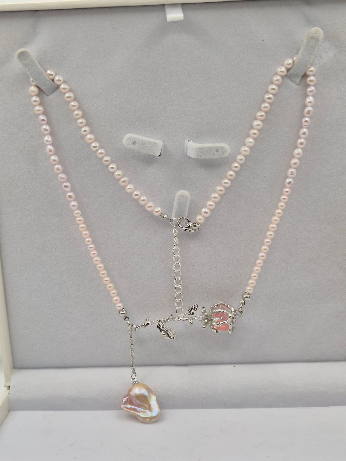 Romantic Rose Pink Blush Pearl Necklace