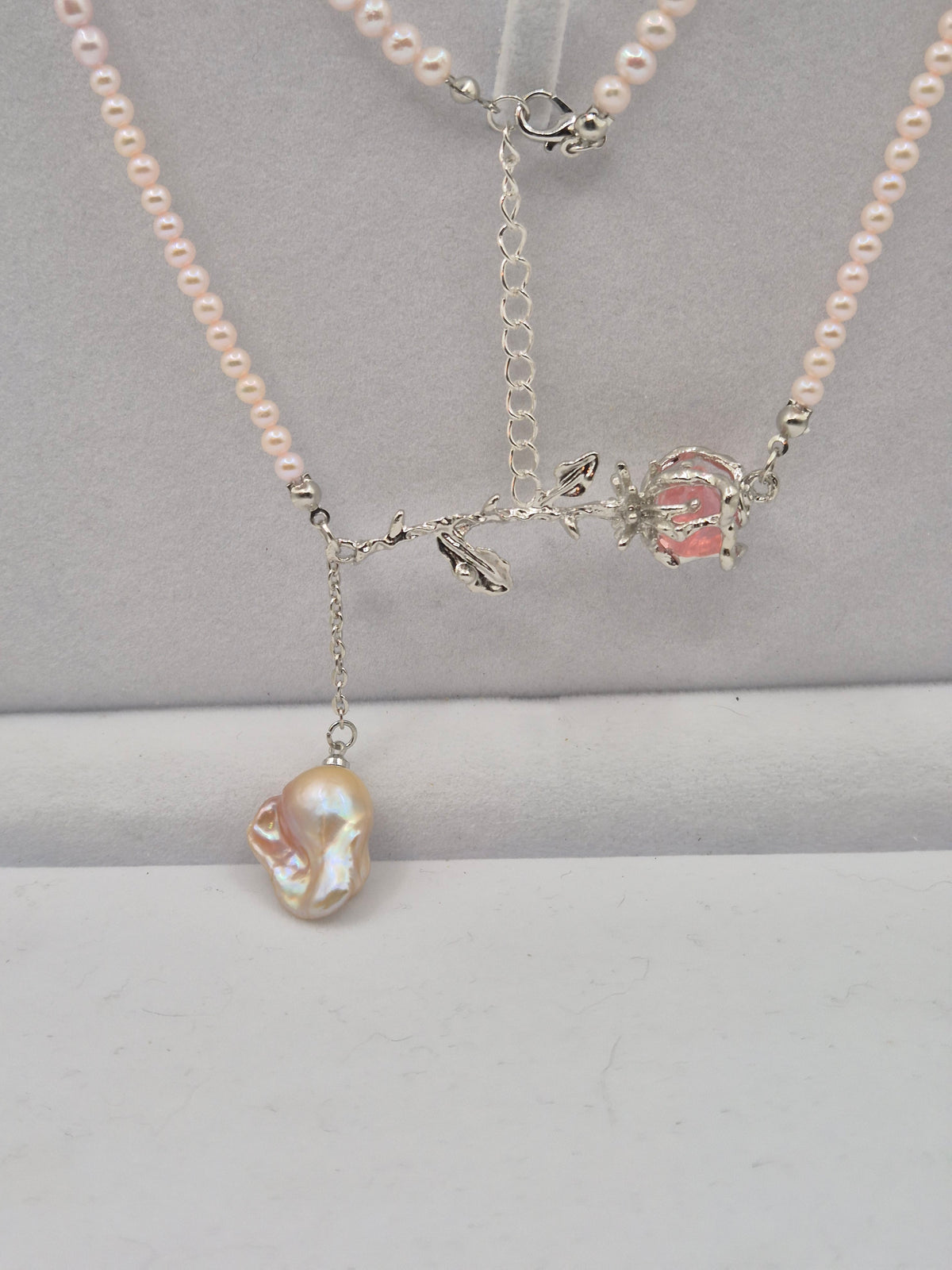 Romantic Rose Pink Blush Pearl Necklace