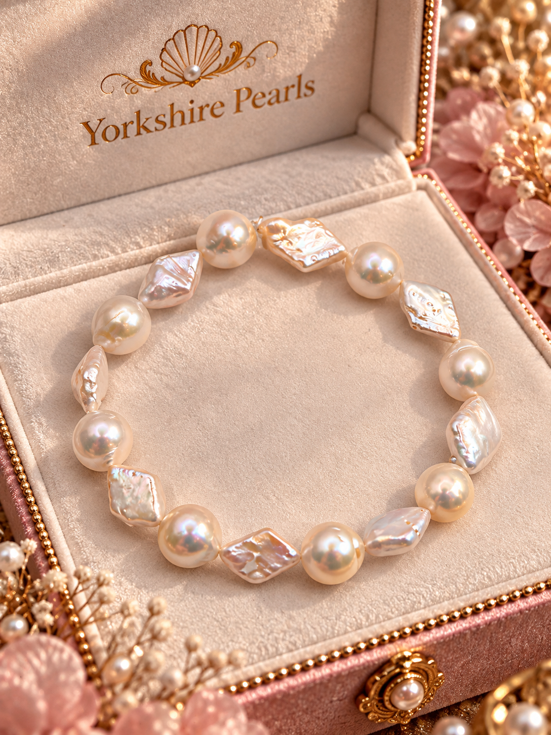 Delicate Diamond Multiple Pearl Stretch Bracelet