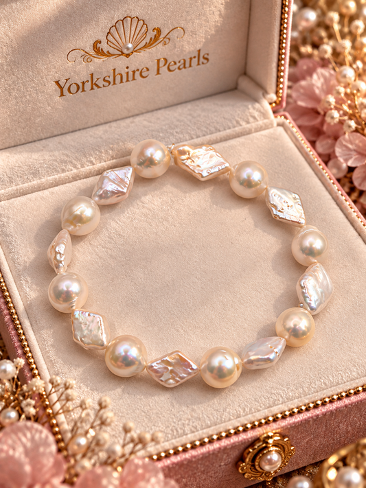 Delicate Diamond Multiple Pearl Stretch Bracelet