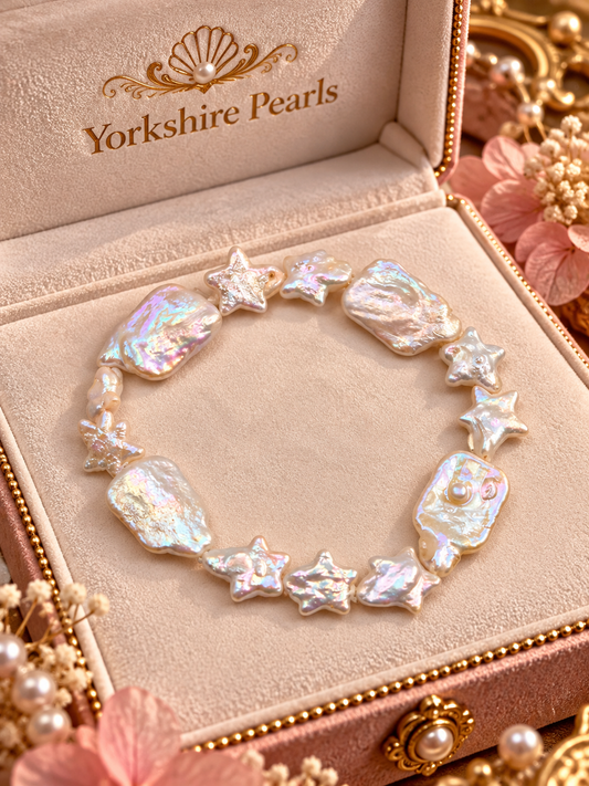 Shimmering Star Stretch Pearl Bracelet