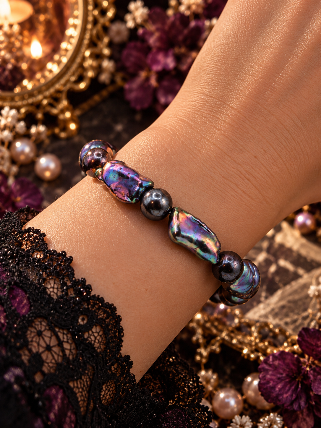 Purple Wonder Stretch Pearl Bracelet