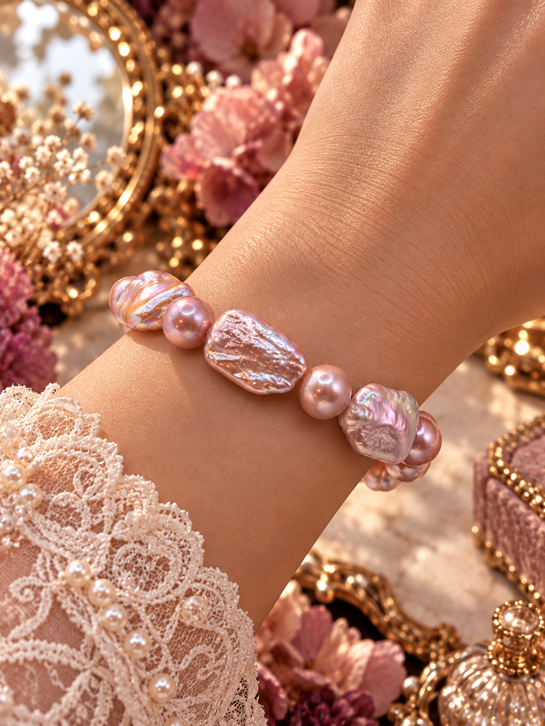 Purple Paradise Multiple Pearl Stretch Bracelet