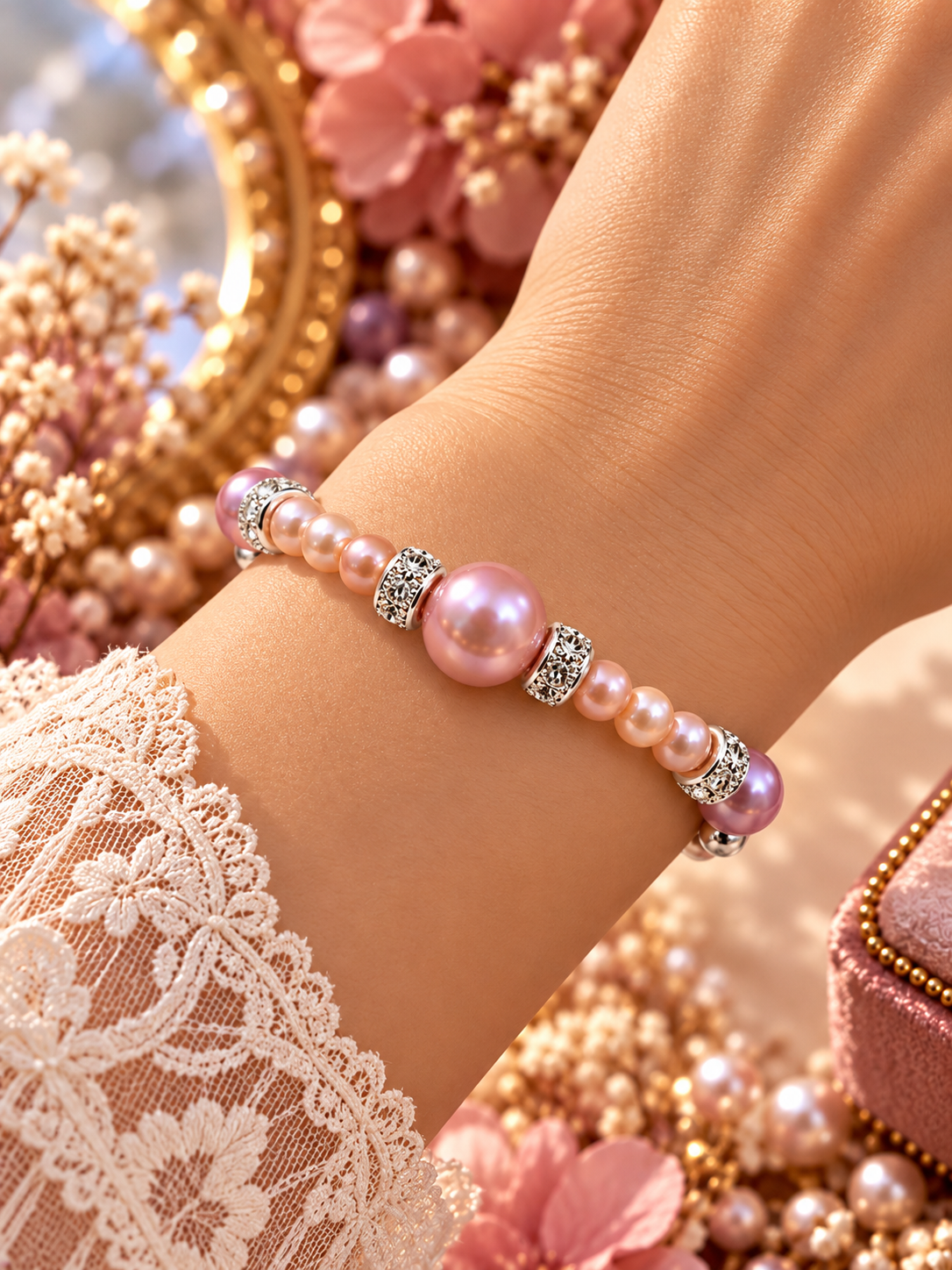 Pink Champagne Pearl Bracelet
