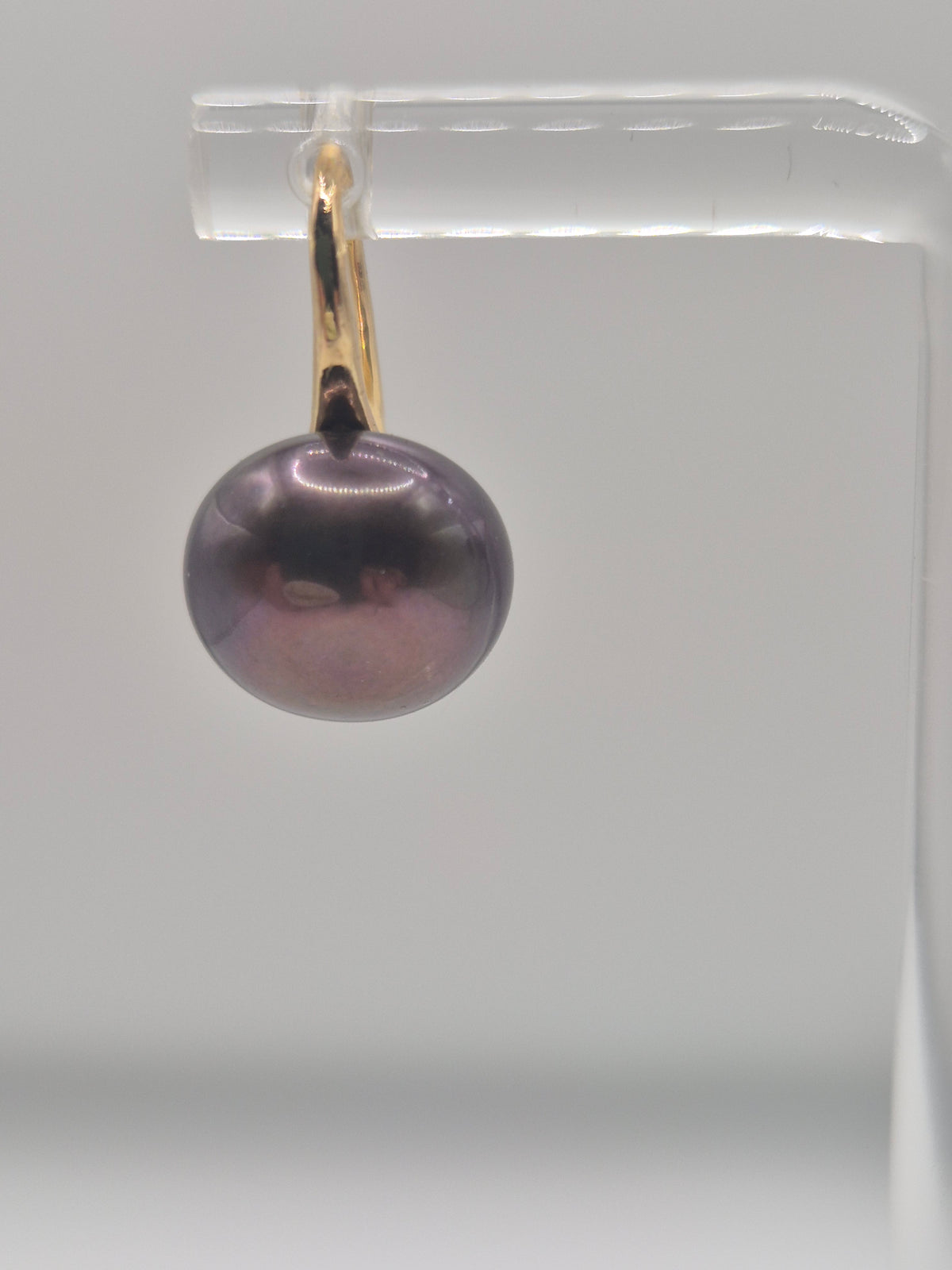 Large Button Pearl Golden Hook Earrings