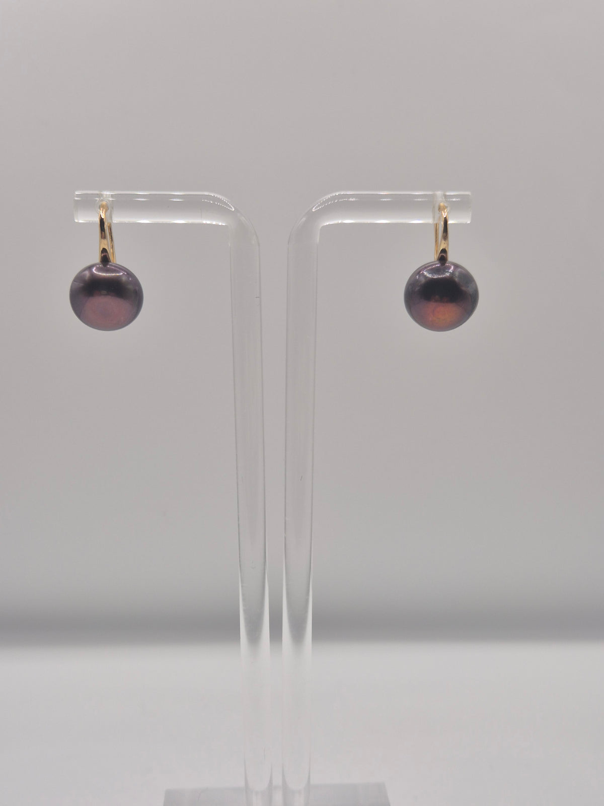 Large Button Pearl Golden Hook Earrings