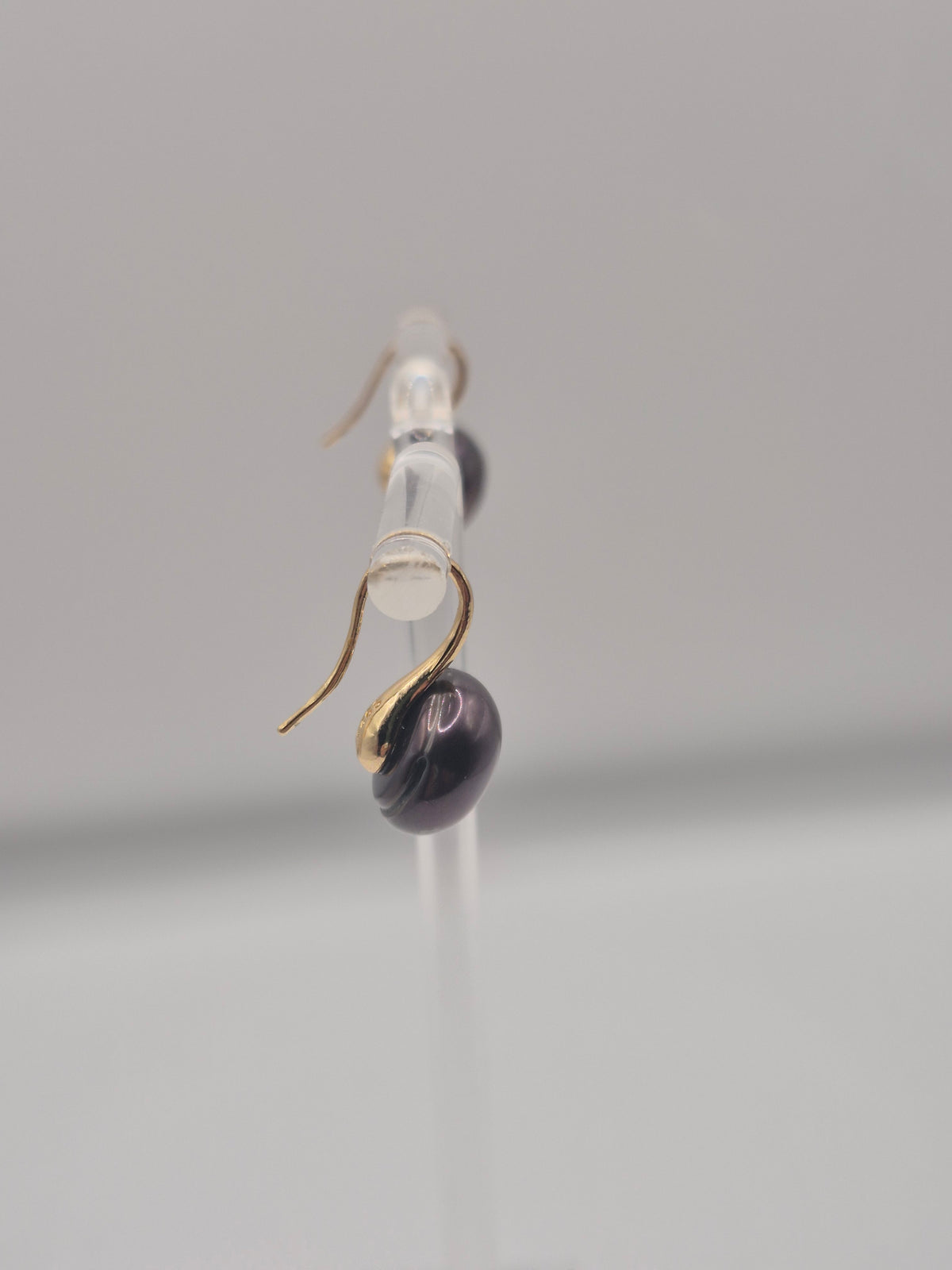 Large Button Pearl Golden Hook Earrings