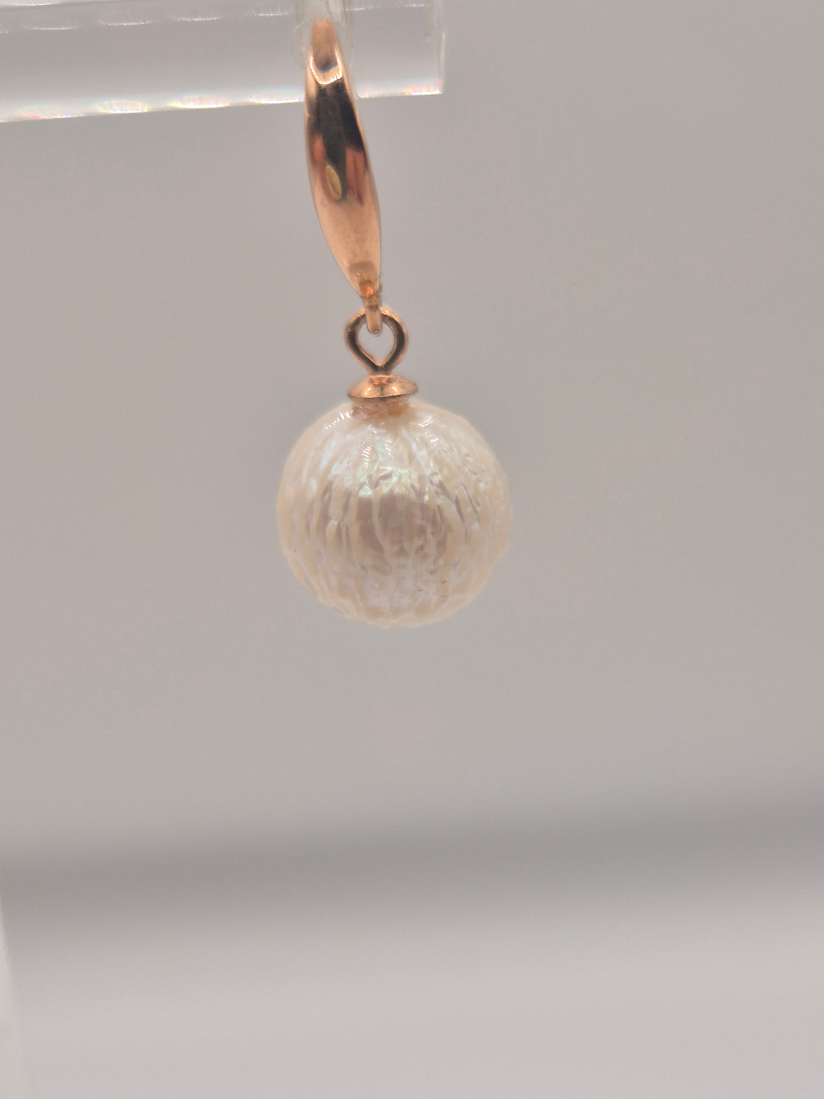 Rose Gold Carved Edison Pearl Earrings