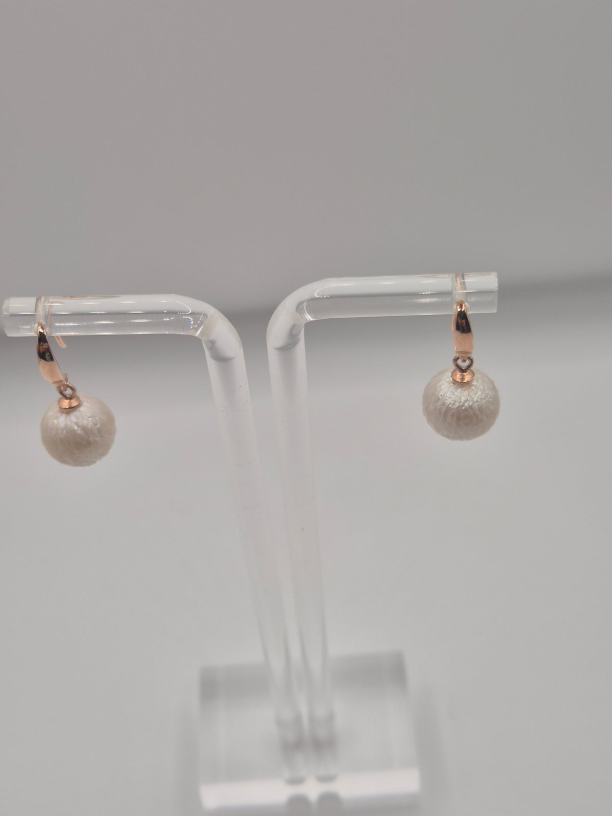 Rose Gold Carved Edison Pearl Earrings