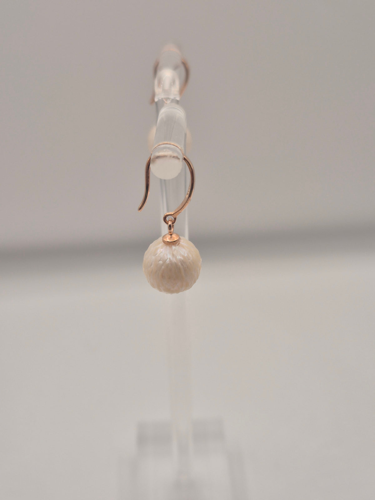 Rose Gold Carved Edison Pearl Earrings