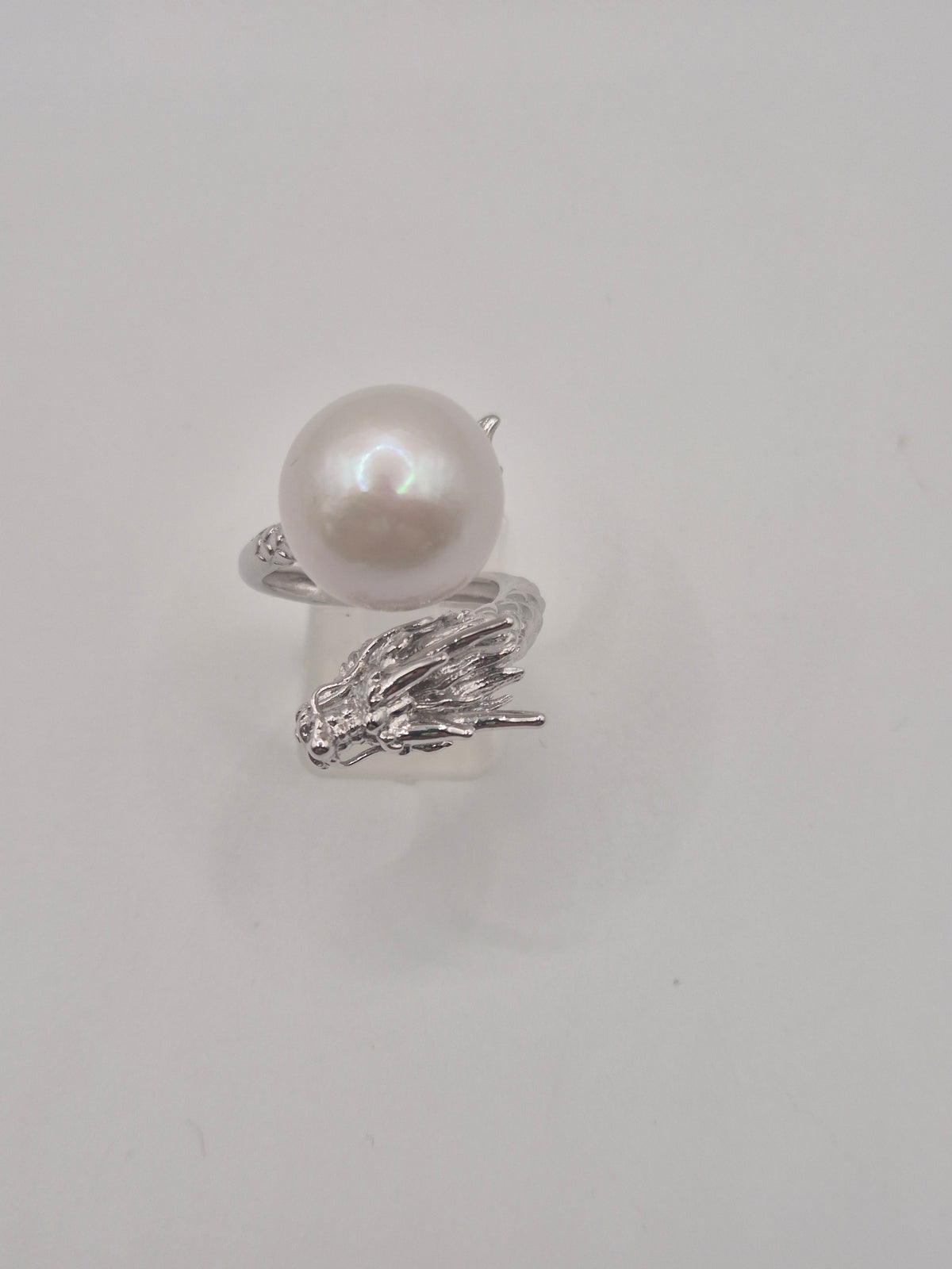 Sterling Silver Dragon Ring with XL Edison Pearl