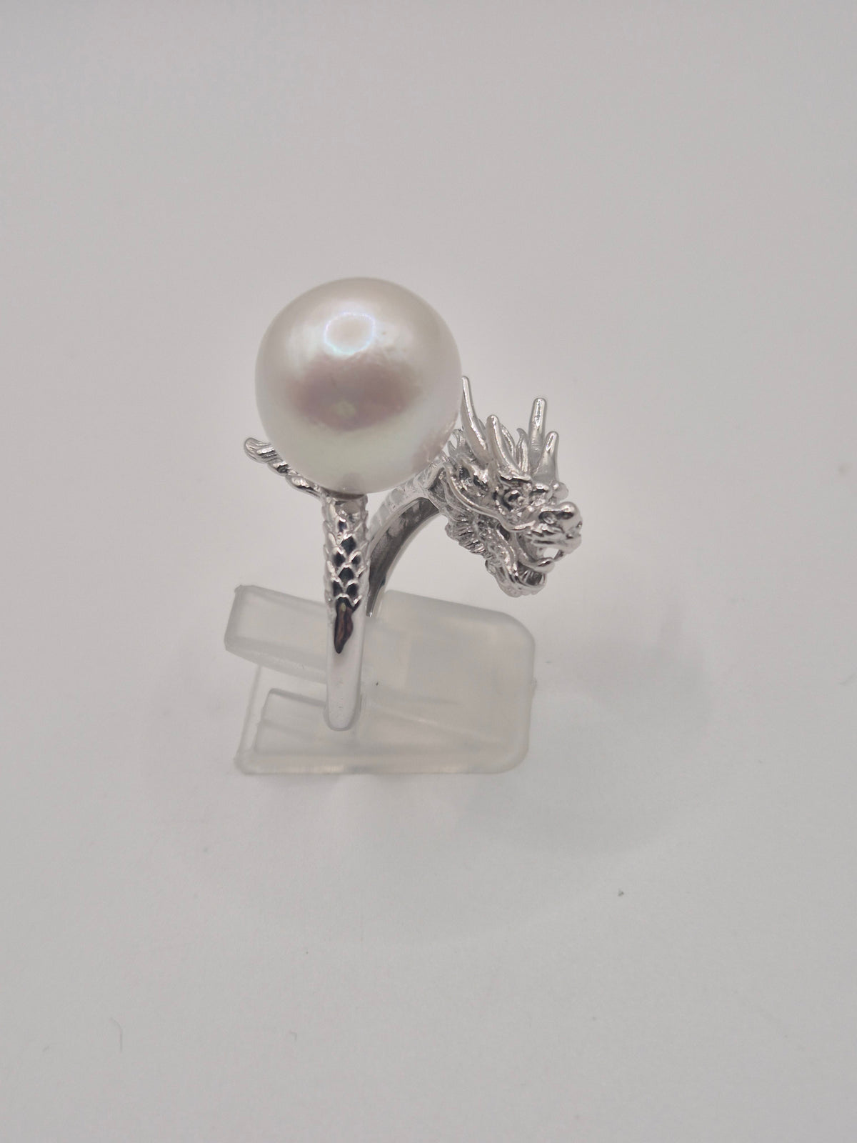 Sterling Silver Dragon Ring with XL Edison Pearl
