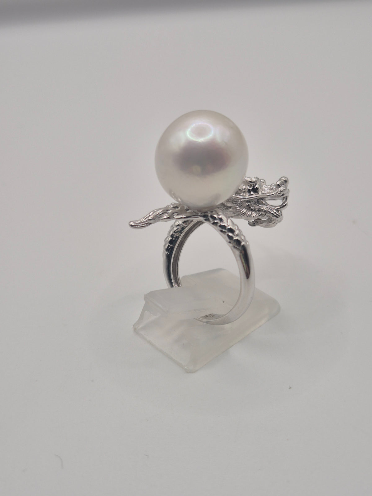 Sterling Silver Dragon Ring with XL Edison Pearl