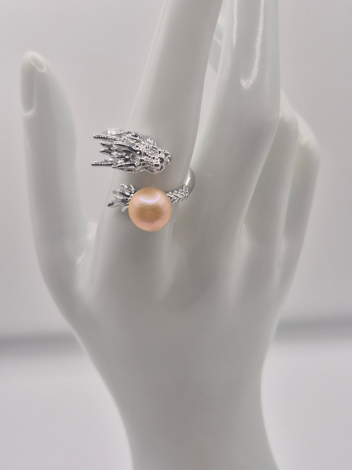 Silver Dragon Edison Pearl Ring