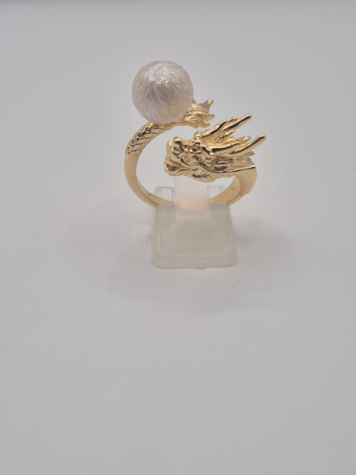 Golden Dragon with Carved Edison Pearl Ring