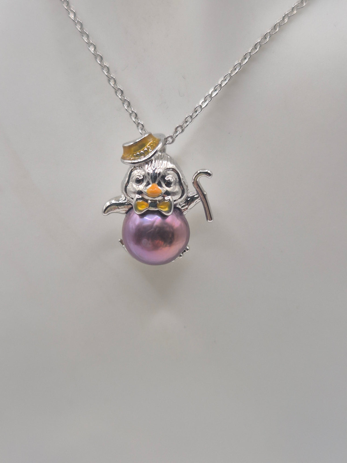 Elegant Penguin Pearl Pendant